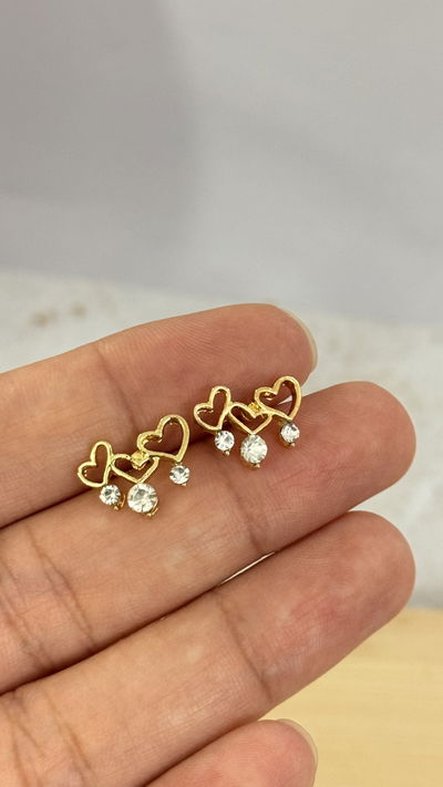 Aros Tres Corazones Con Strass Dorado