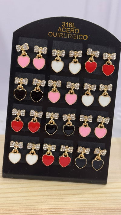 Aros Corazon Esmaltado Dorado