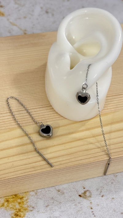 Aros Corazon Negro AQ