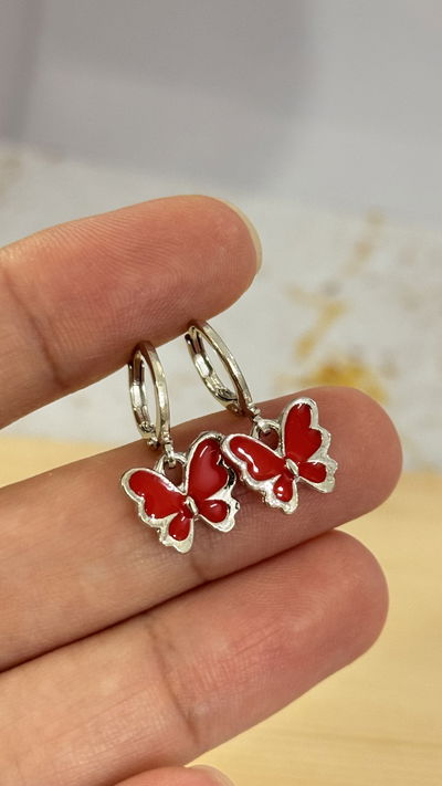 Aros Mariposa Rojo AQ