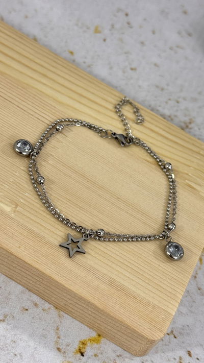 Pulsera Doble Estrella y Cubics AQ