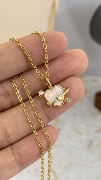 Conjunto Corazon Piedra Lunar AD