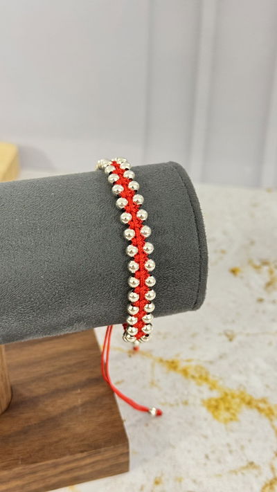 Pulsera Doble Bolitas de Hilo AB