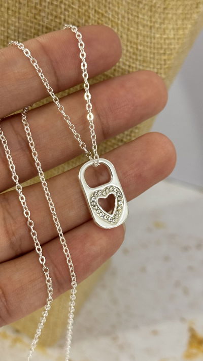Collar Chapita Corazon Cristal AB