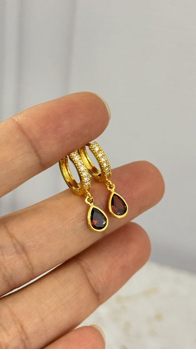 Aros Gota Naranja Dorado