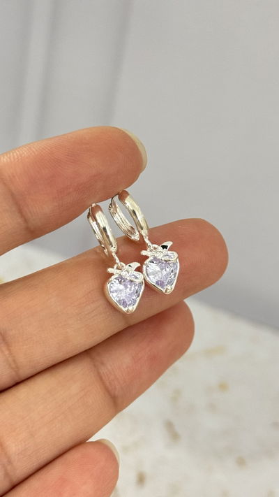 Aros Corazon Con Moño Transparente