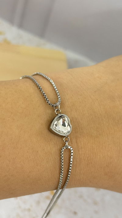 Pulsera Corazon Transparente AQ
