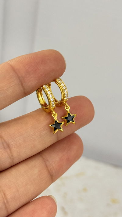 Aros Estrella  Negro Dorado