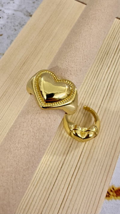 Anillo Corazón Dorado T.18