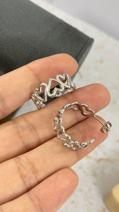 Aros Semi Argollas Corazon  20MM AQ