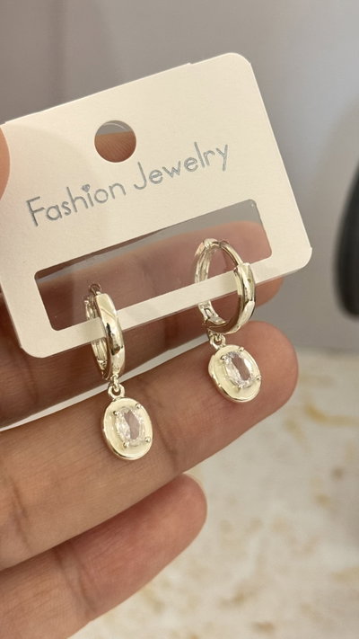 Aros Con Cubic Blanco Plateado