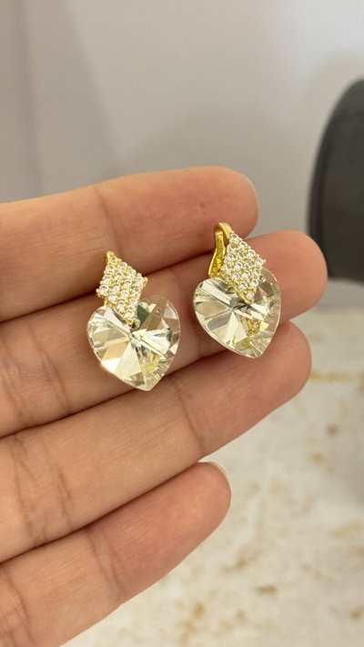 Aros Corazon Cristales Dorado