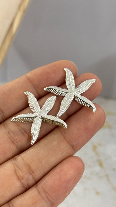 Aros Estrellita De Mar Plateado