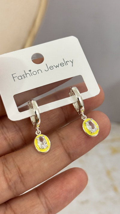 Aros Con Cubic Amarillo Plateado