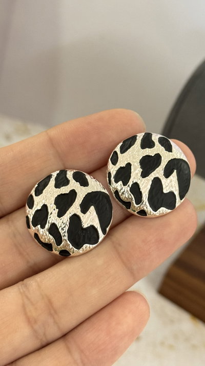 Aros Circulo Esmaltado Plateado 