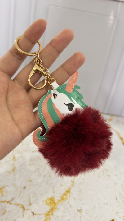 LLavero Pompon  Bordo Unicornio