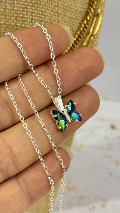 Collar Mariposa Verde Tornasol AB 