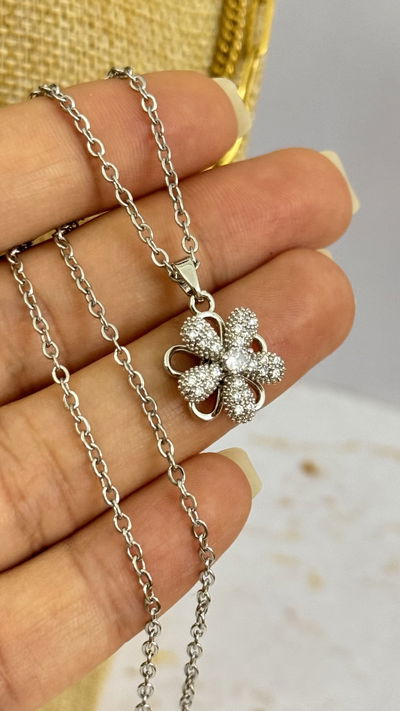 Collar Dije Giratorio Flor AQ