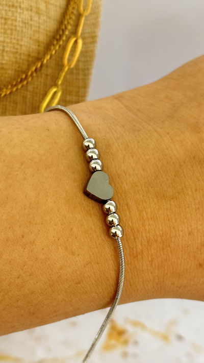 Pulsera Bolitas y Corazón AQ 