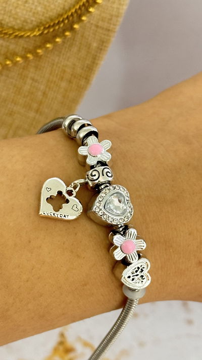 Pulsera Corazón y Flores 