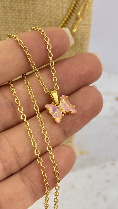 Collar Mariposa Salmon Tornasol AD