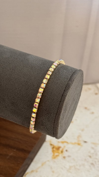 Pulsera Con Strass Tornasol Dorado M2