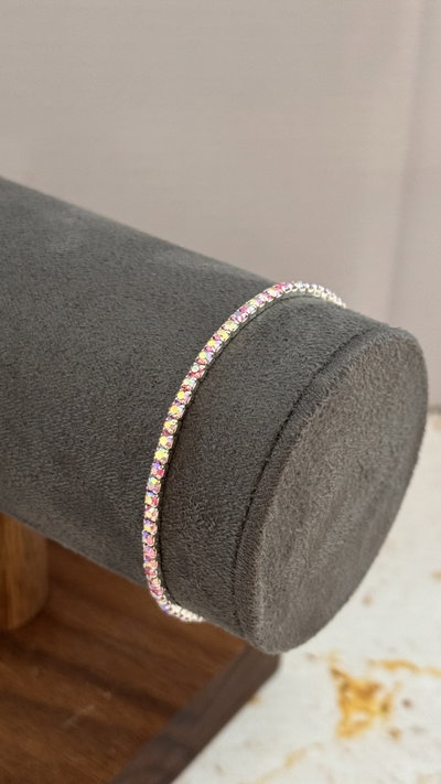 Pulsera Con Strass Tornasol Plateado M1