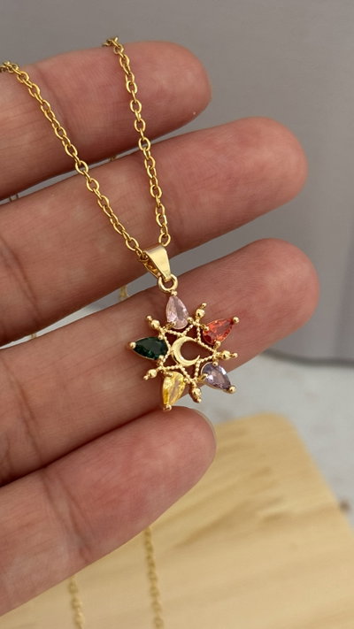 Collar Estrella y Lunita Multicolor AD