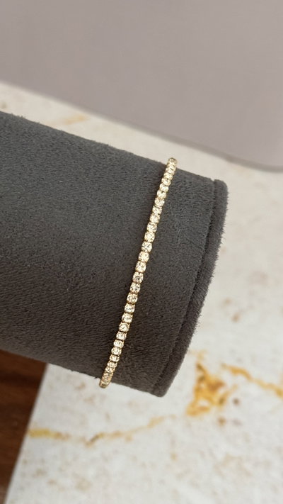 Pulsera Con Strass Cristal Dorado M4