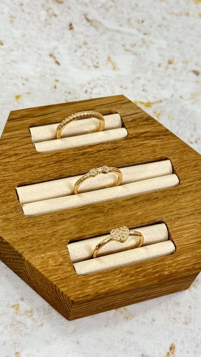 Anillos Con Micropave Dorados x3u Bronce 