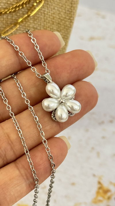 Collar Flor de Perlas Dije Giratorio AQ