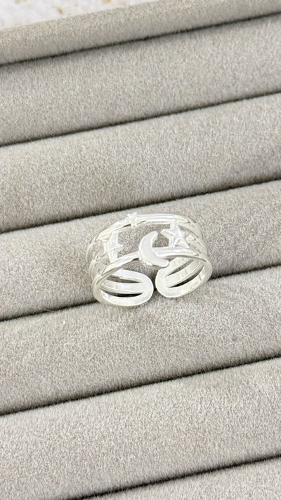 Anillo Triple Estrellas y Luna AB