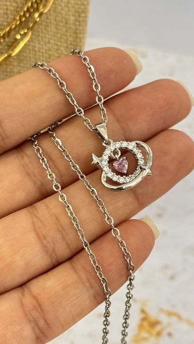 Collar Saturno Corazón AQ