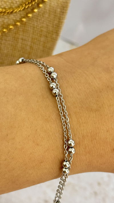 Pulsera Doble Bolitas AQ 