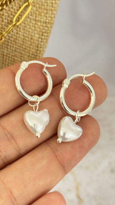 Aros Corazón Perla AB