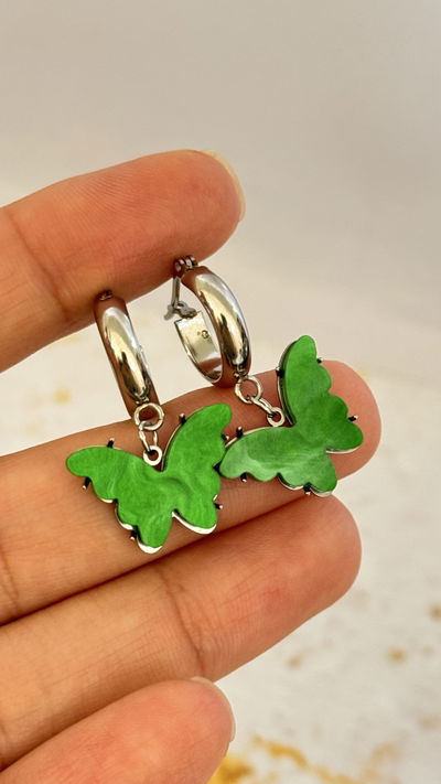 Aros Mariposas Verde AQ
