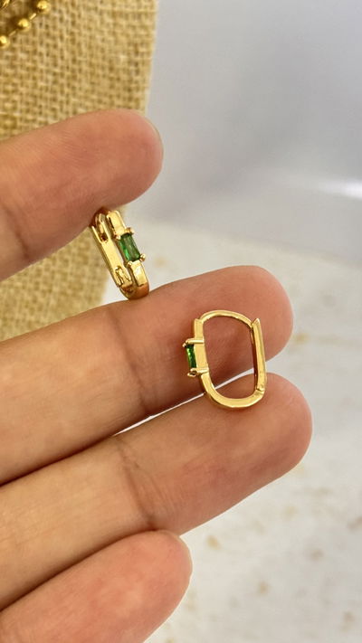 Aros Dorados Cubic Verde