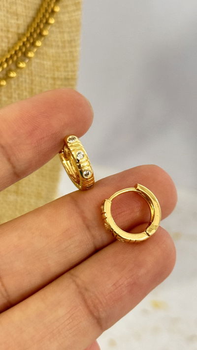 Argollas Doradas Strass Cristal 12mm