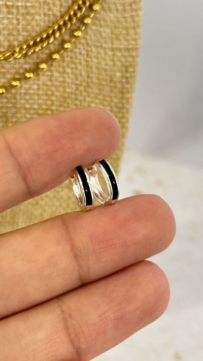 Argollitas Cubic Negro 8mm