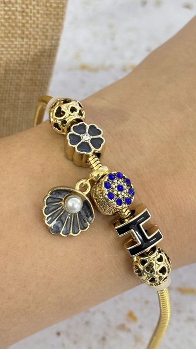 Pulsera Charms Almeja Negra AD