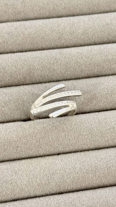 Anillo Plateado Micropavé T.18