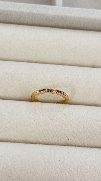 Anillo Micropavé Multicolor Media Falange T.15
