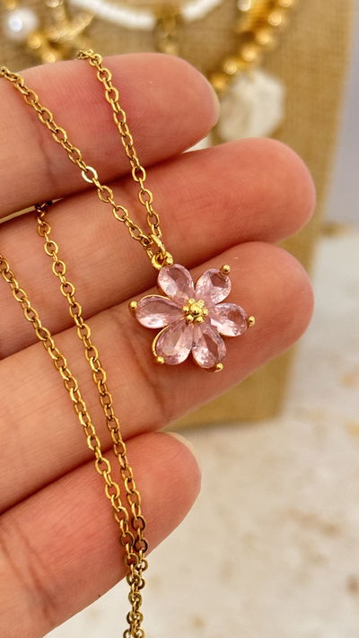 Collar Flor Rosa AD