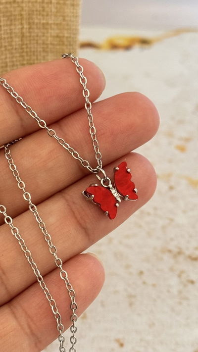 Collar Mariposa Rojo AQ