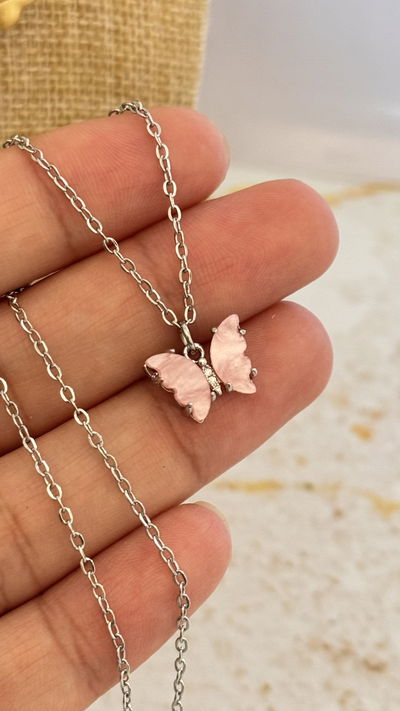 Collar Mariposa Rosa 1 AQ