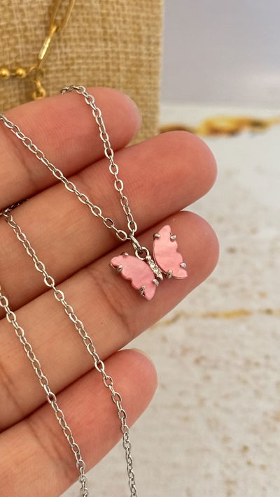 Collar Mariposa Rosa 2 AQ