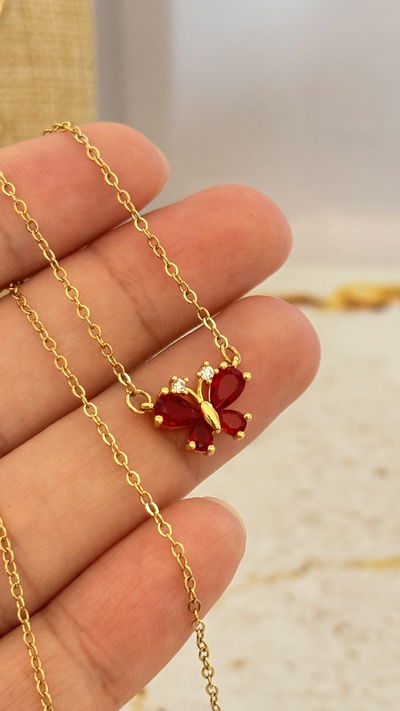 Collar Mariposa Rojo AD