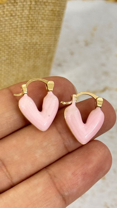 Aros Corazon Rosa AD