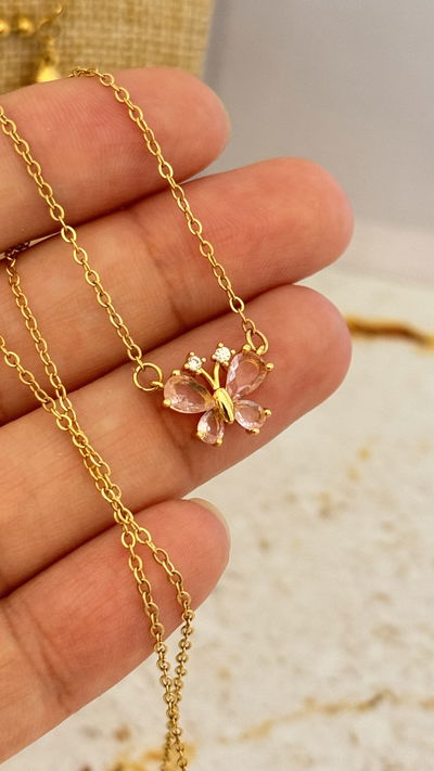 Collar Mariposa Rosa AD