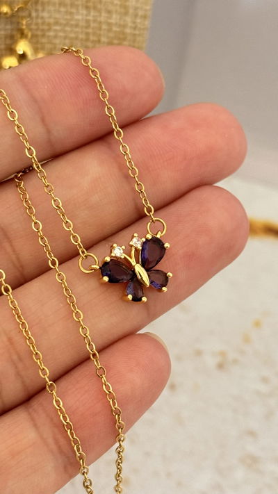 Collar Mariposa Lila AD